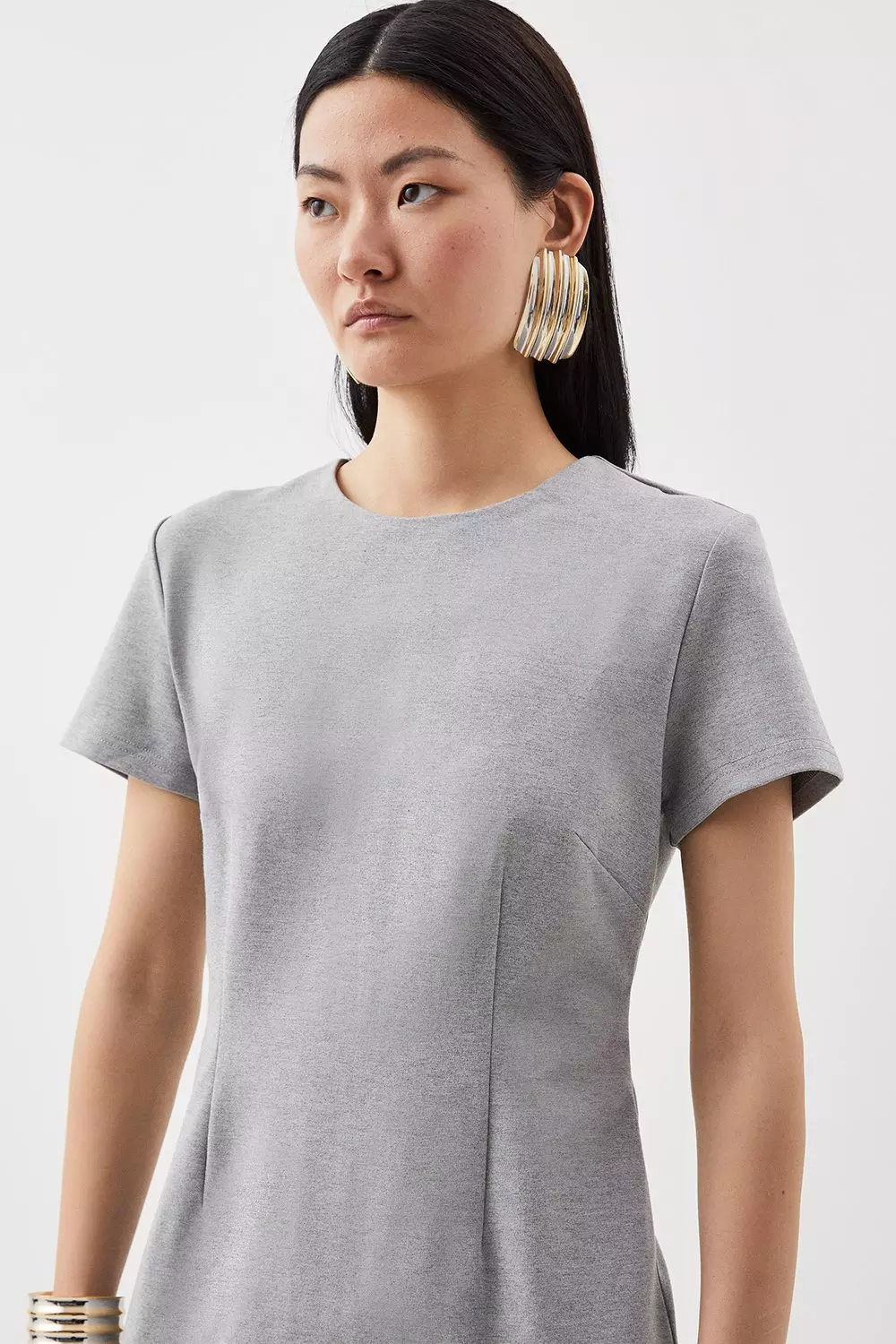 Ponte Crew Neck Maxi Dress | Karen Millen